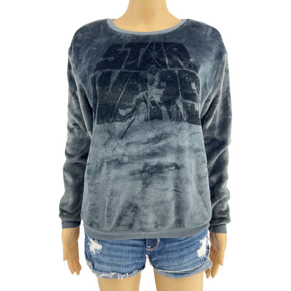 Star Wars Gray Velour Pullover Sweater Scifi Space Core S